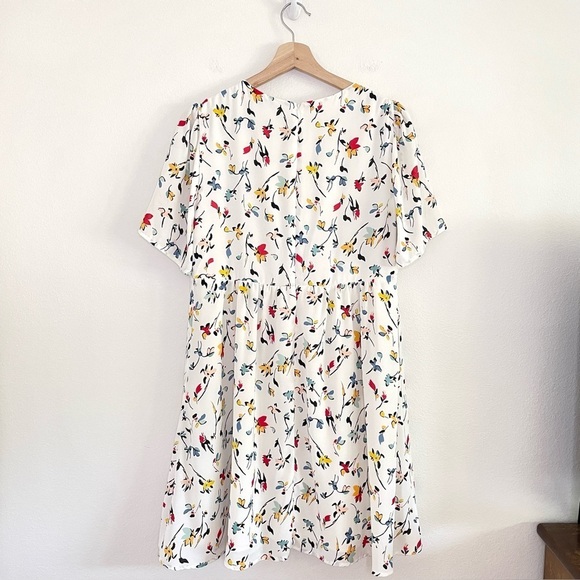 Madewell Tie Front Mini Dress Drifting Flowers Tossed Floral Antique Cream 12 - Picture 6 of 16